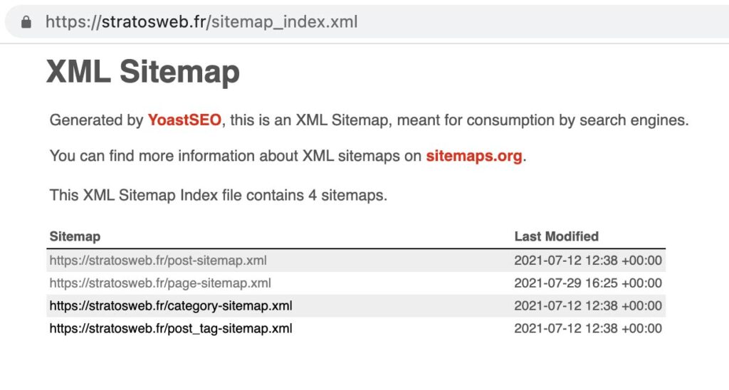 Sitemap-index.xml de StratosWeb.fr pour un référencement facile